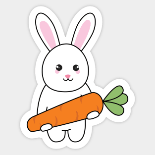 cute rabbit with carrot Sticker